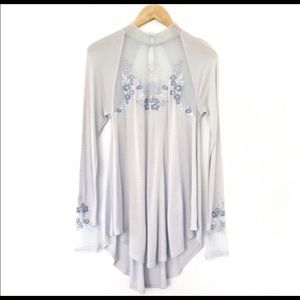 NWT Free People Saheli Glacier Embroidered Top  M
